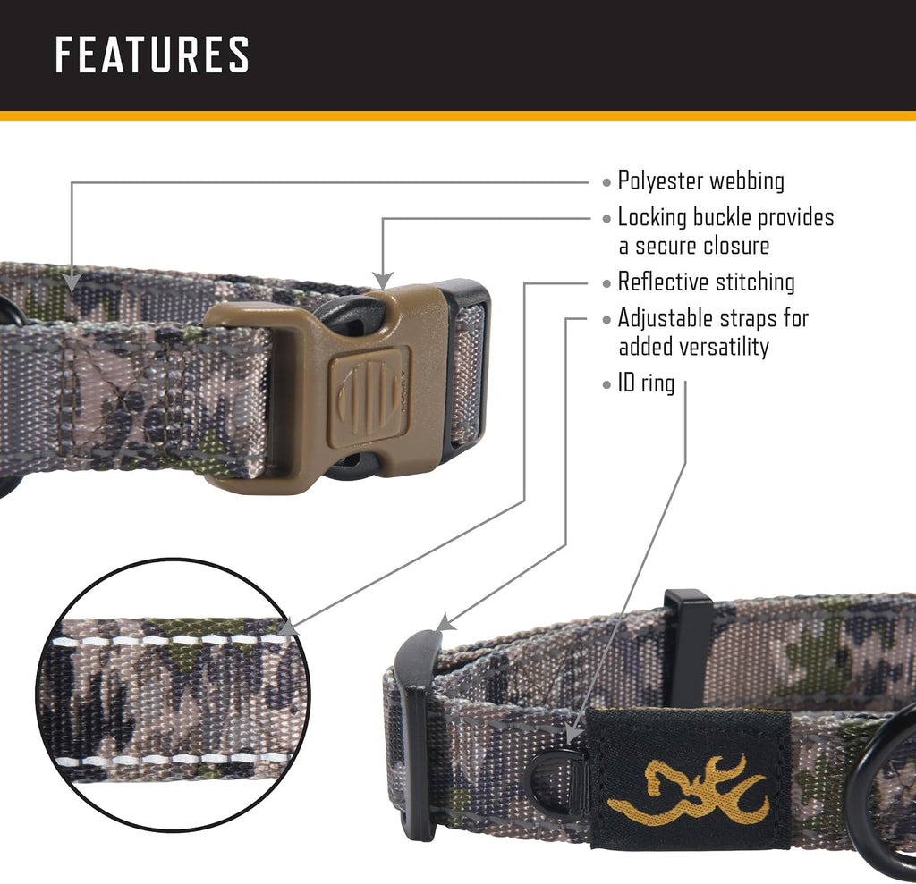 Browning Classic Webbing Camo Collar, Large, 1 x 18-28in Ovix Camo