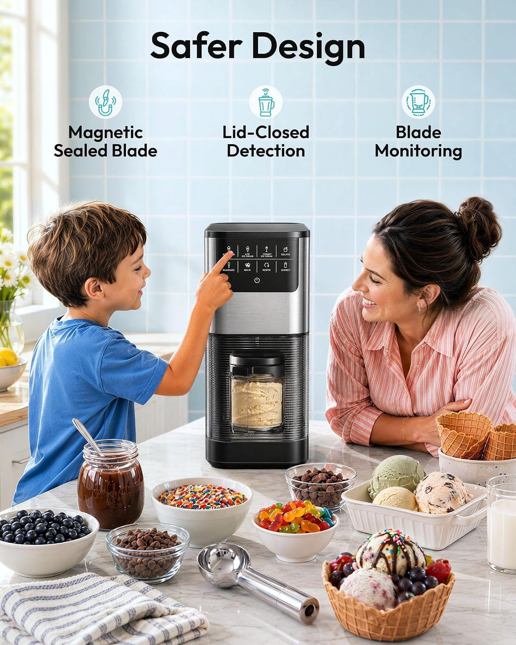 7-in-1 Ice Cream Maker, 2 Pints for Gelato, Sorbet & Milkshakes