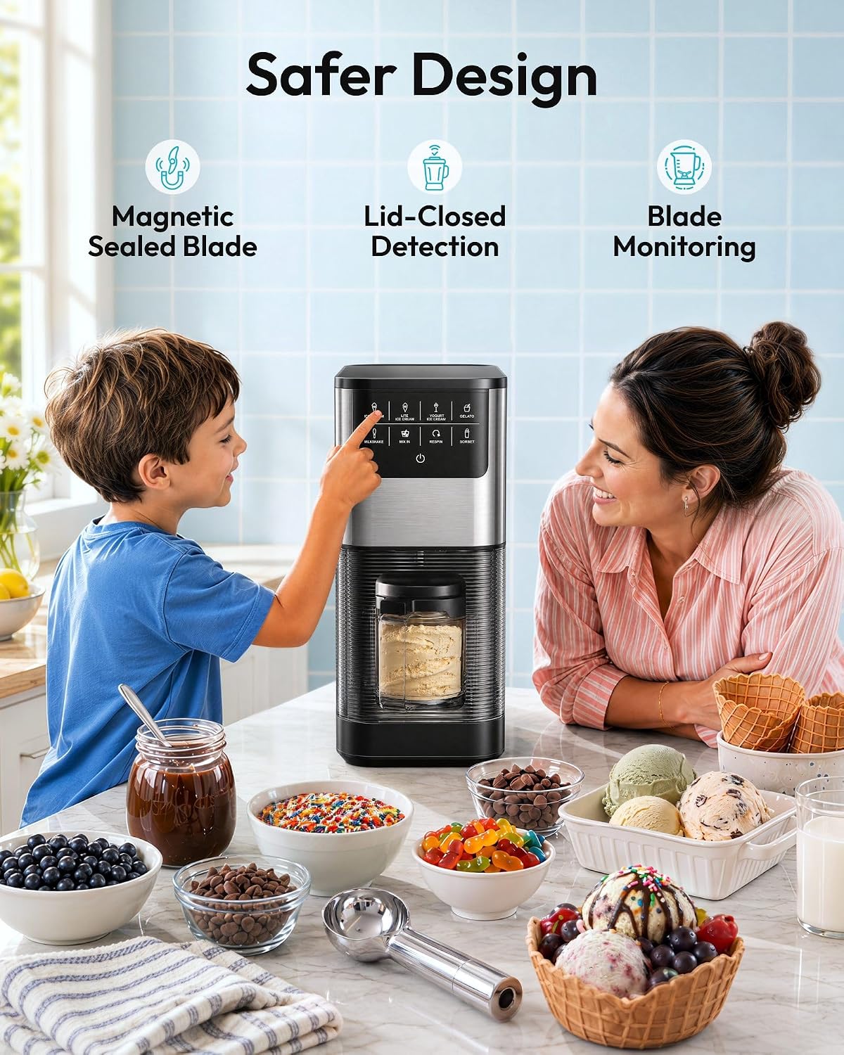 7-in-1 Ice Cream Maker, 2 Pints for Gelato, Sorbet & Milkshakes