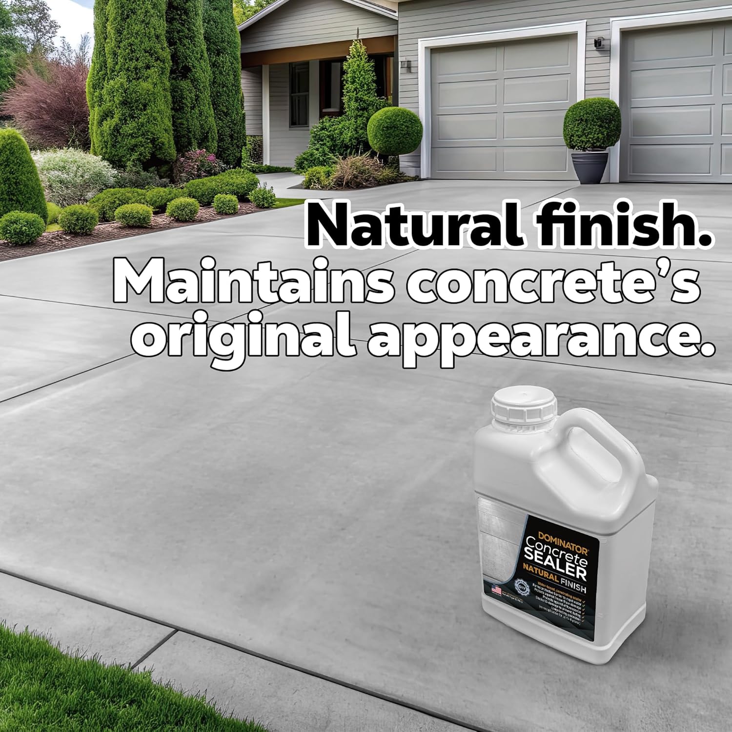 Concrete Sealer for Driveway 1 Gallon | Penetrating Water Based Paver Sealer Outdoor Waterproof | Natural Look Cement