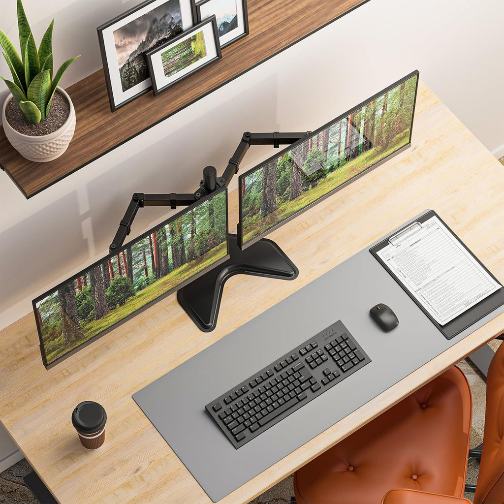 Dual Monitor Stand for Desk, Monitor Stands for 2 Monitors up to 27 inch, Dual Monitors Mount Fits up to 22lbs, Free