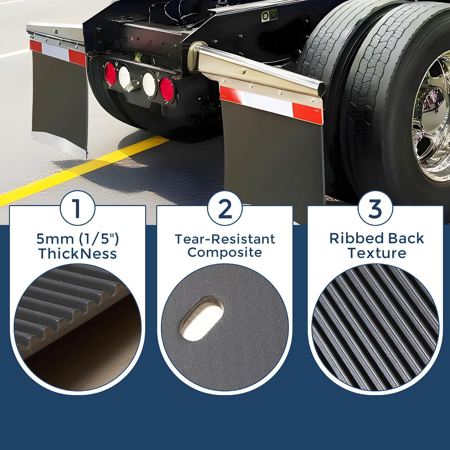 24" x 24" Mud Flaps for Semi Trucks 1/5" Thick Mud Flaps Universal Mudflaps Semi Trailer 2 Pack
