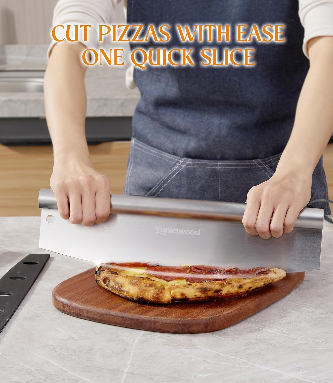 Pizza Peel 12-Inch Aluminum Pizza Paddle & Spatula with Pizza Cutter Rocker, Foldable Wood Handle – Pizza Server for