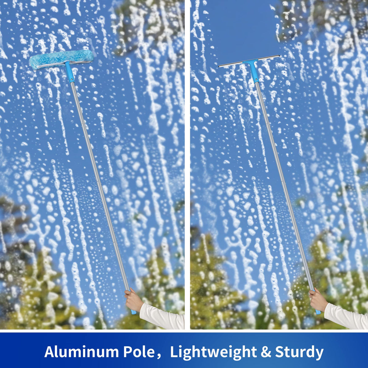 Window Squeegee Extension Pole, 4 Pieces Aluminum Pole, 54.3 inch