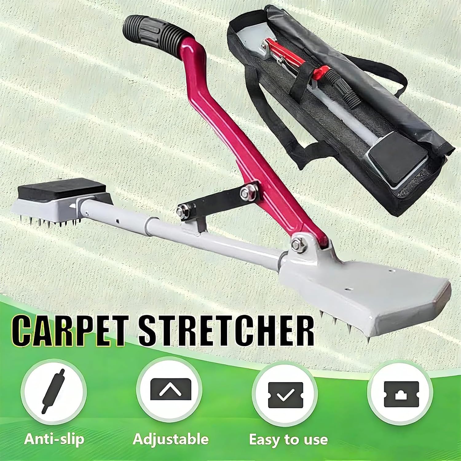 Kneeless Carpet Stretcher Kit - Zero Wrinkles Carpet Knee Kicker, Fit Laying Tool for All Carpet Types, Professional