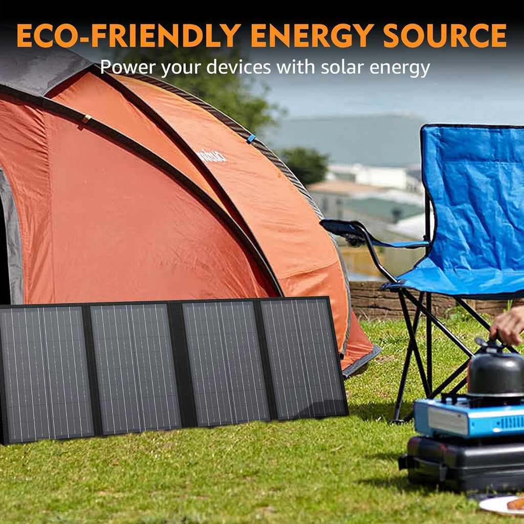 60W Foldable Solar Panel for 100W~350W Portable Power Station | 18V DC Output (11 Connectors), Compatible with