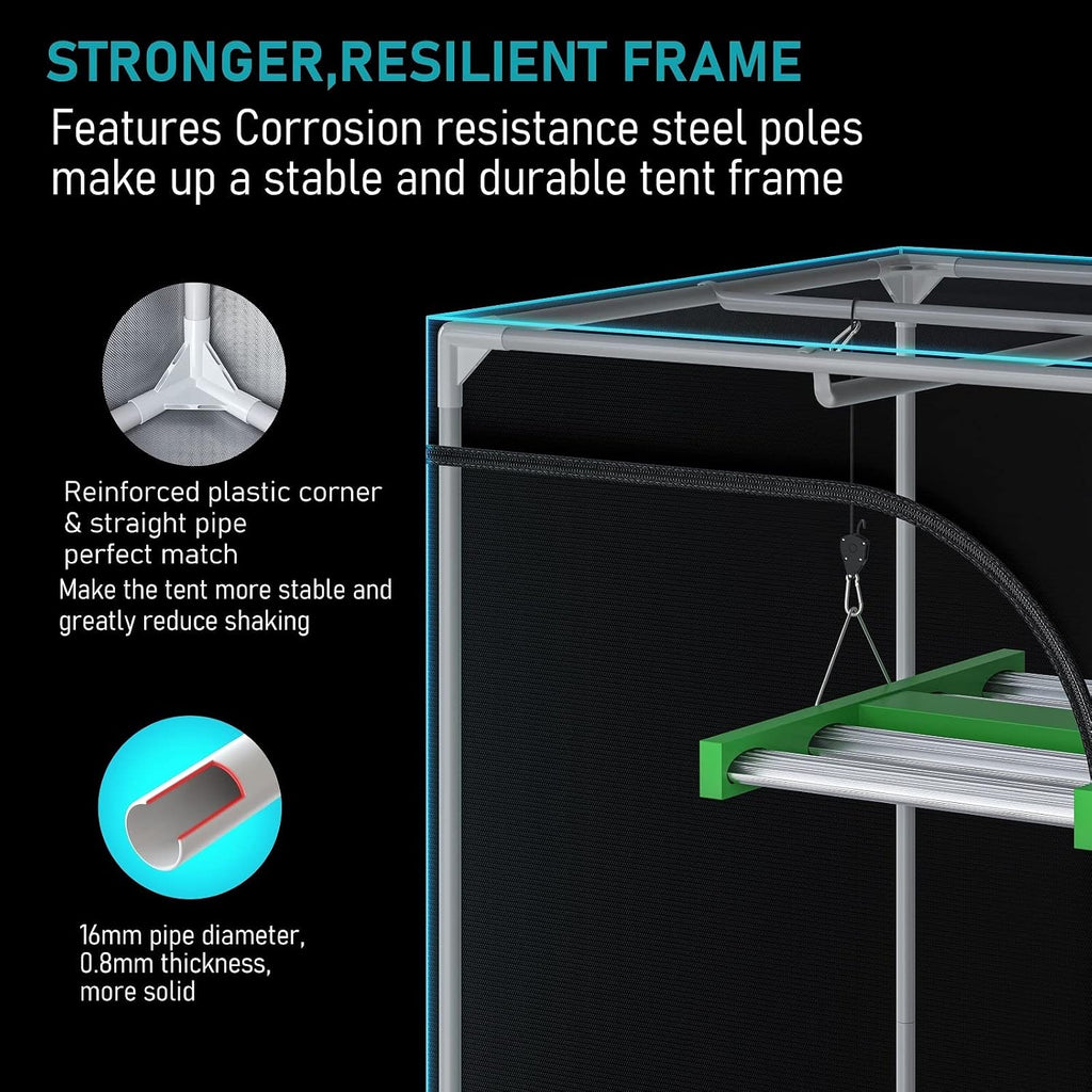 Hydroponics 48"X24"X72" Indoor Grow Tent Diamond Reflective Mylar 4'X2' Grow Tents House Dark Room with Floor Tray