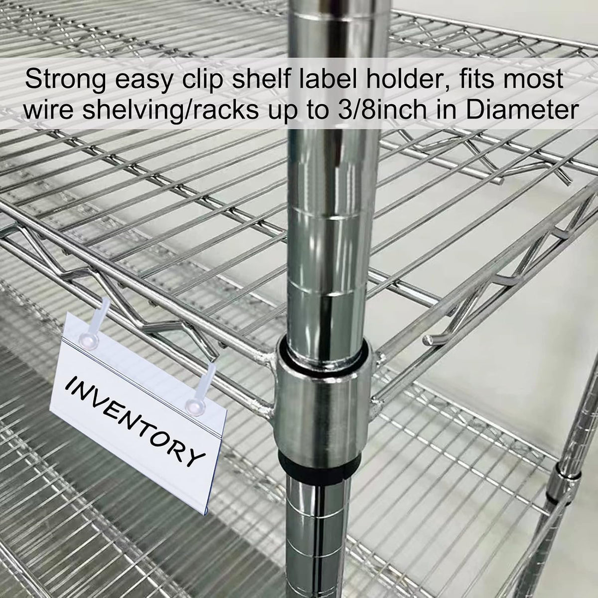 Plastic Shelf Labels, 60pcs Label Holders with 120pcs Snap Lock Hanging Loops and 60pcs Matched Paper Inserts for