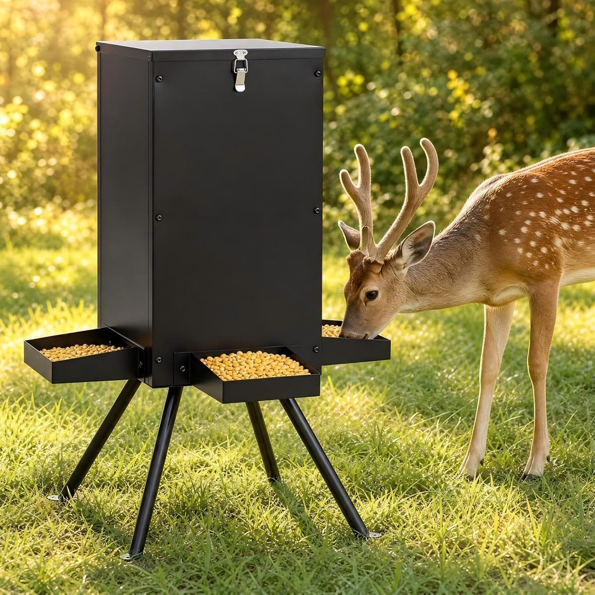 90LBS Deer Feeder, Gravity Deer Feeders with 4 Trays, Heavy Duty