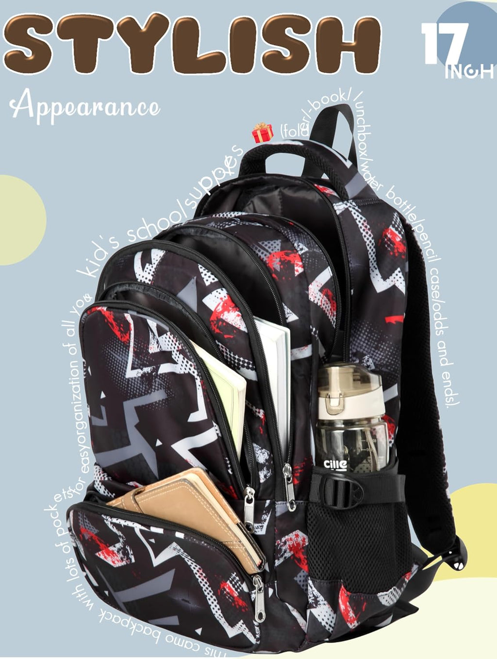 Kids Backpacks for Boys Girls 17 Inch Elementary Primary Middle School Bookbags with Laptop Compartment Back to