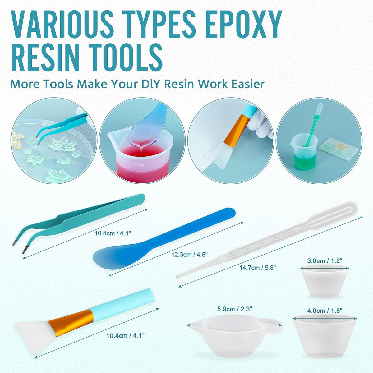 Epoxy Resin Mixing Tools Kit 36Pcs, Reusable Soft Silicone Tools, Includes A3 Non-Stick Silicone Mat, Measuring Cups