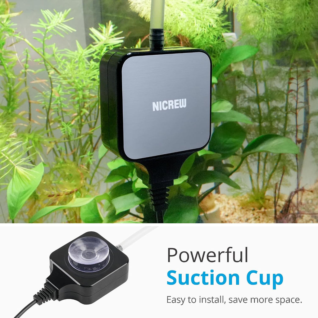 Nano Silent Aquarium Air Pump Black, Aquarium Aerator with Accessories for UP to 20 Gallon Fish Tank, Super Quiet