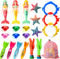 Pool Diving Toys for Kids, Summer Swim Water Toys for Boys Girls, Mermaid, Colourful Torpedos, Diving Rings, Starfish