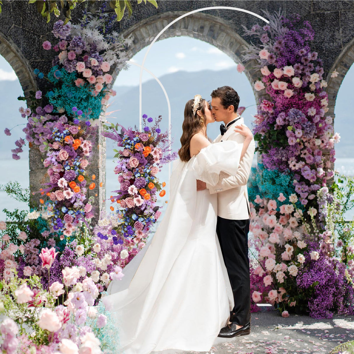 Arch Backdrop Stand, 7.2ft & 6ft, Metal Wedding Arch Stand, White