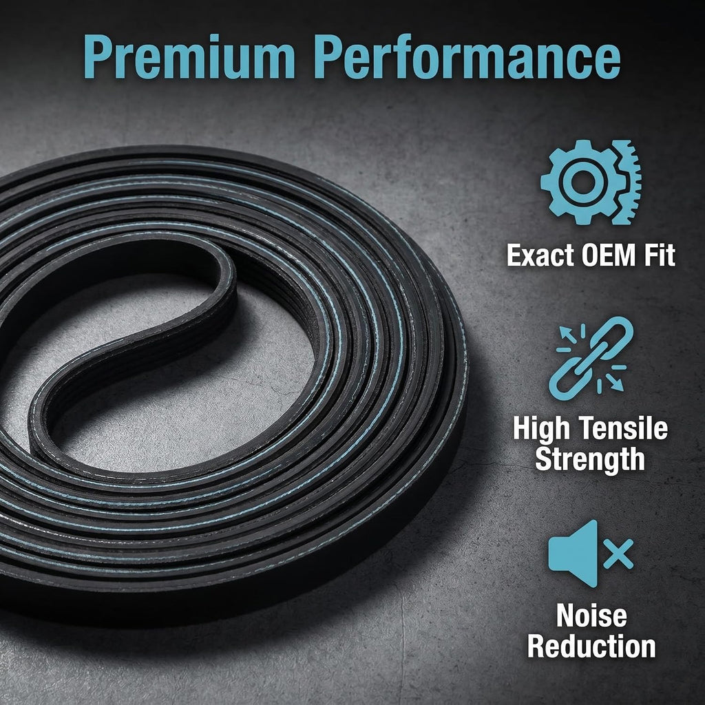 Dryer Drum Drive Belt 89.5" x 1/4" Compatible with GE Dryer GTD42EASJ2WW GTD45EASJ2WS GTD45EASJ3WS GTD65EBSJ3WS GTD65EBSJ2WS GTD65EBSJ4WS - Heavy Duty Anti-Slip Rubber Belt Replacement Part