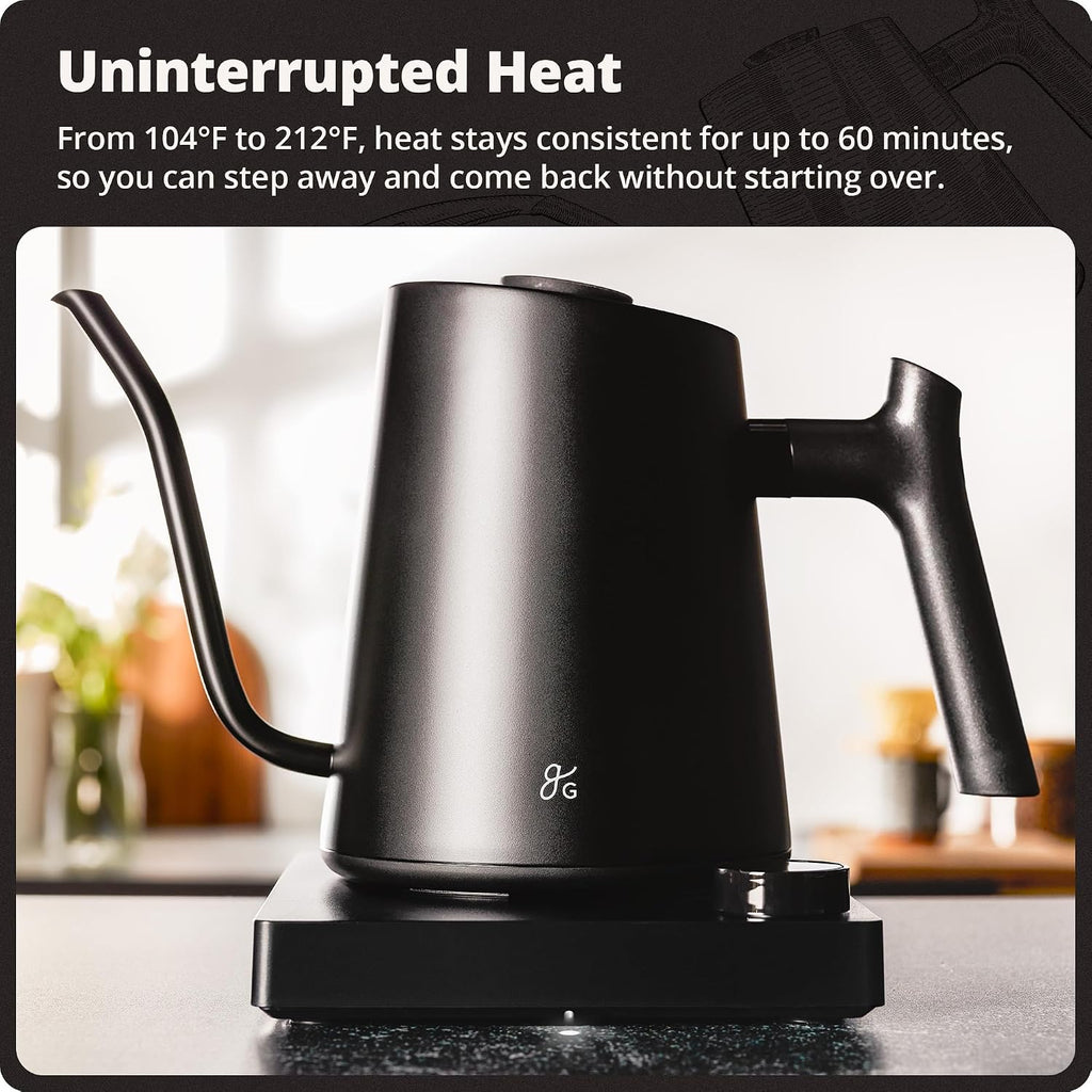 Gooseneck Electric Kettle, 1200W Temperature Control, 0.8L | Pour-Over & Tea Kettle with Stainless Steel Interior
