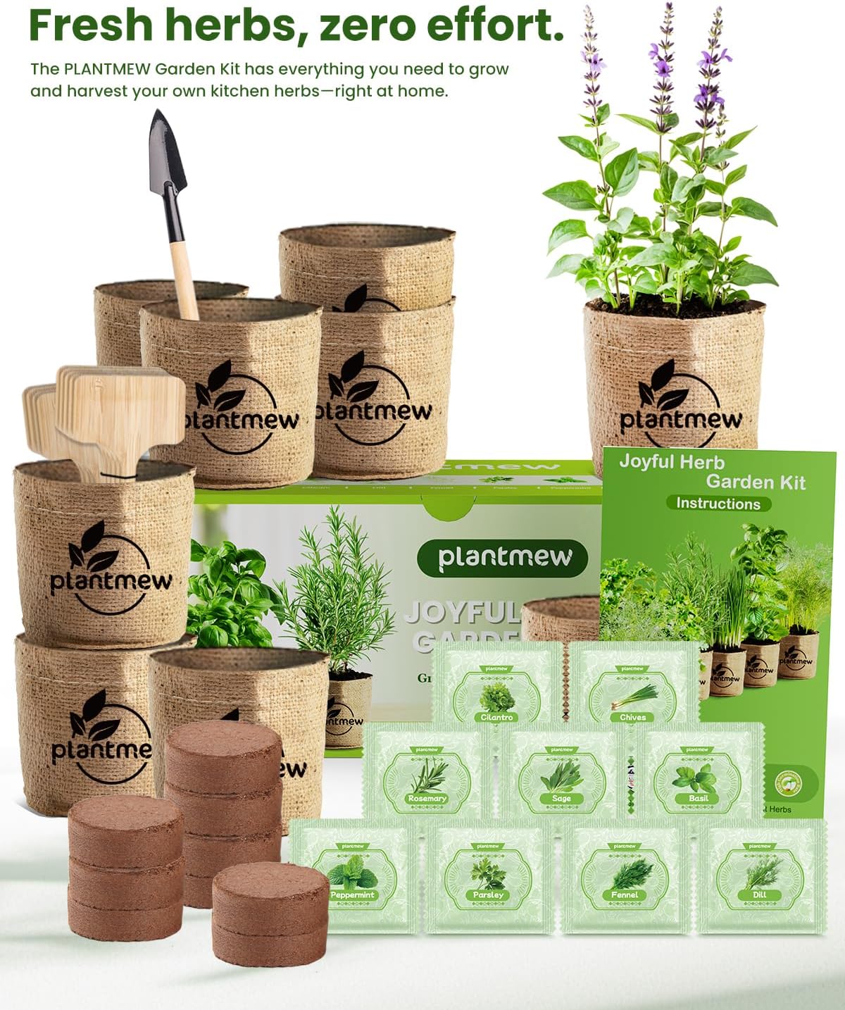 Gift for Women, Mom, Her – 9 Herb Indoor Window Garden Kit | Complete Herb Seeds Starter Set with Pots, Soil, Tools &