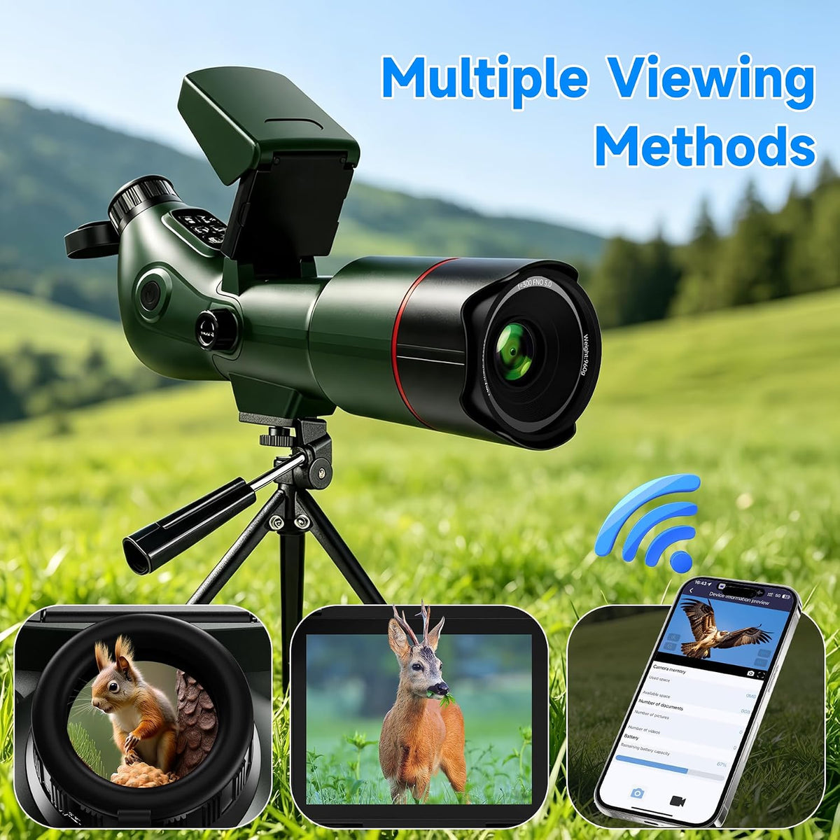 Smart Telescope with App & Remote, 4K Electronic Astronomy Telescope for Astrophotography with Dual Screen for Adults