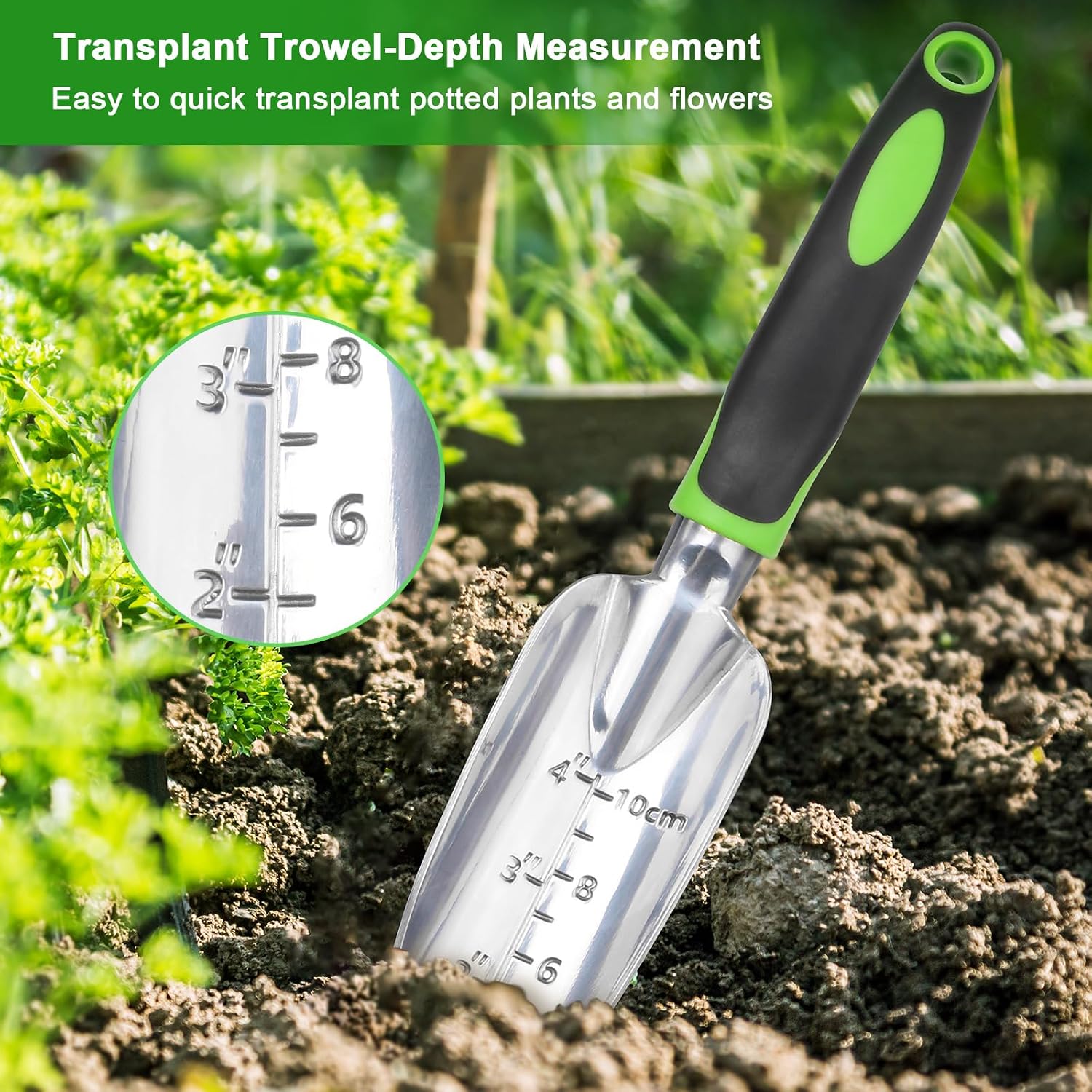 Garden Tools Set, 3 Pack Heavy Duty Gardening Tools Set Include Garden Shovel, Transplant Trowel and Hand Rake with