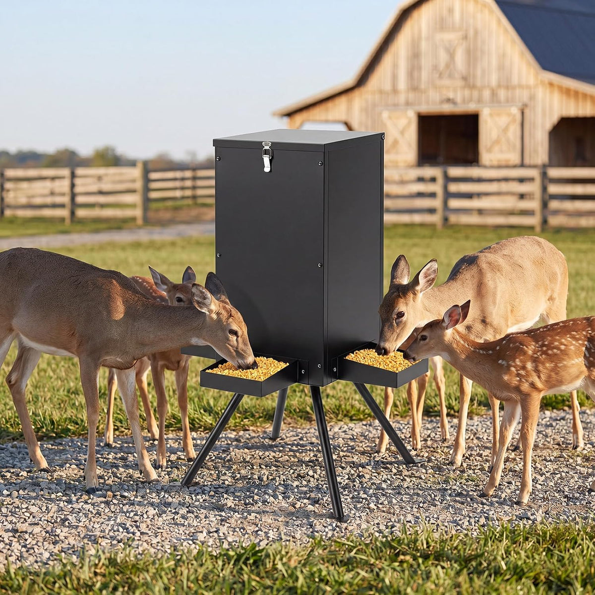 Gravity Metal Deer Feeder with 4 Feeding Trays