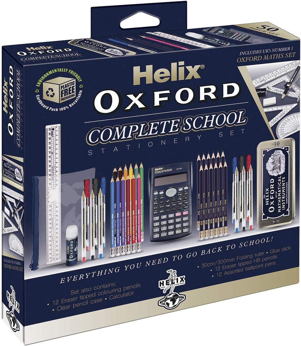 Oxford Complete Back to School Stationery Set - Comprehensive Helix Oxford school supplies set including Maths Set