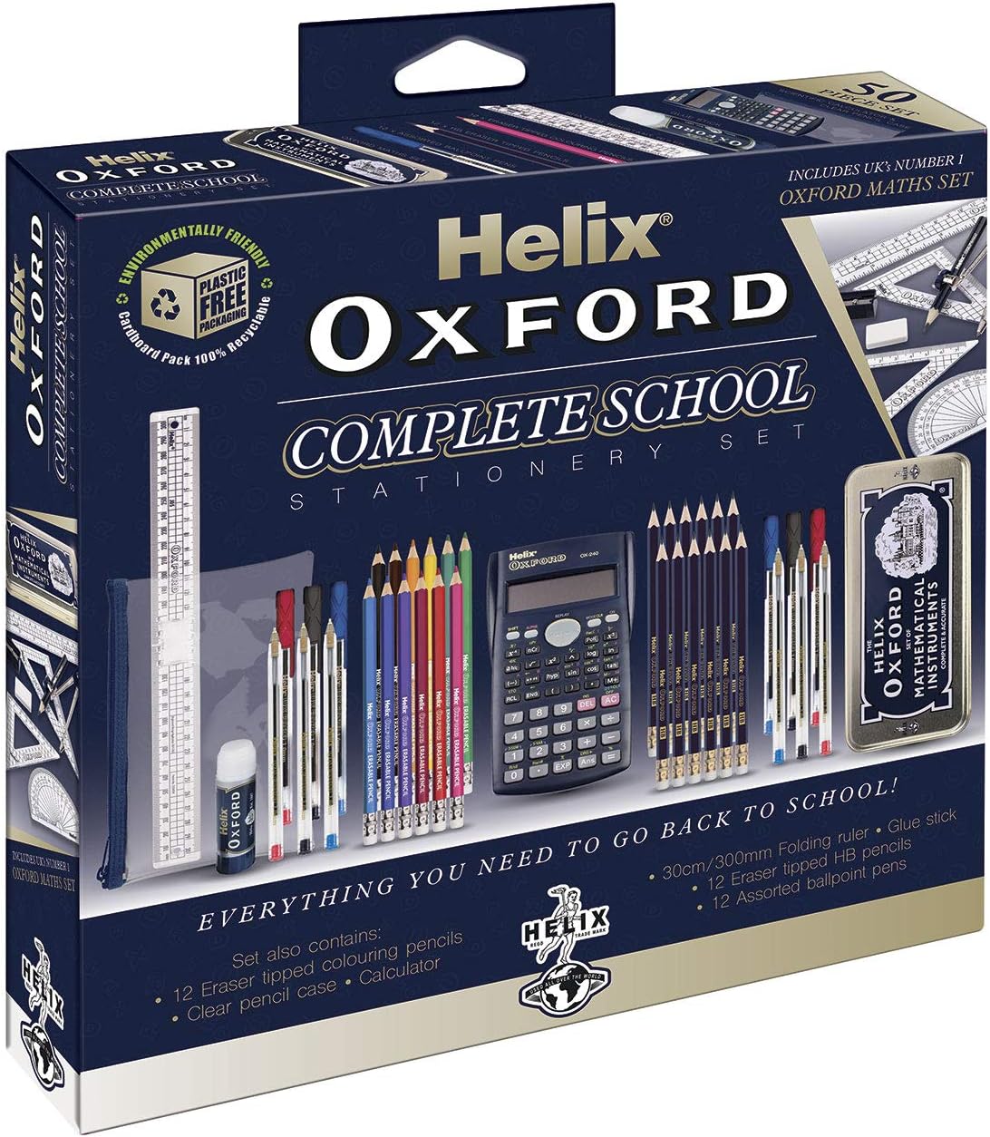 Oxford Complete Back to School Stationery Set - Comprehensive Helix Oxford school supplies set including Maths Set