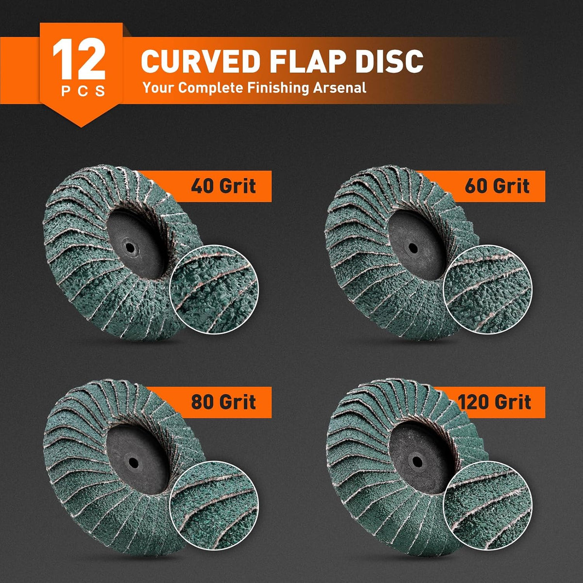 Sbestily 13PC Mixed Curved Flap Disc 2 Inch Die Grinder Sanding Discs Kit