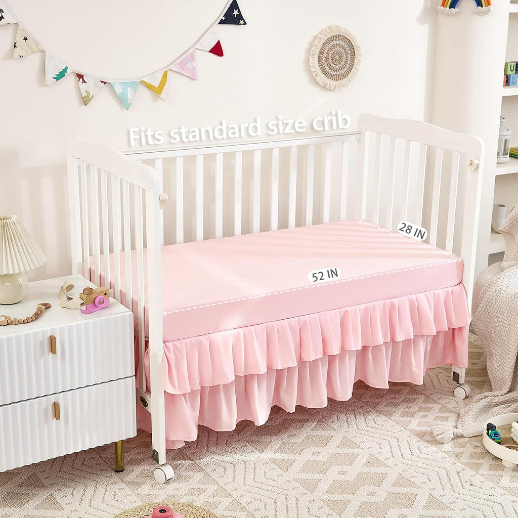 3-Piece Tufted Ruffle Crib Bedding Set for Girls - Ultra Soft Baby Bedding Set Includes Boho Crib Comforter, Sheet &