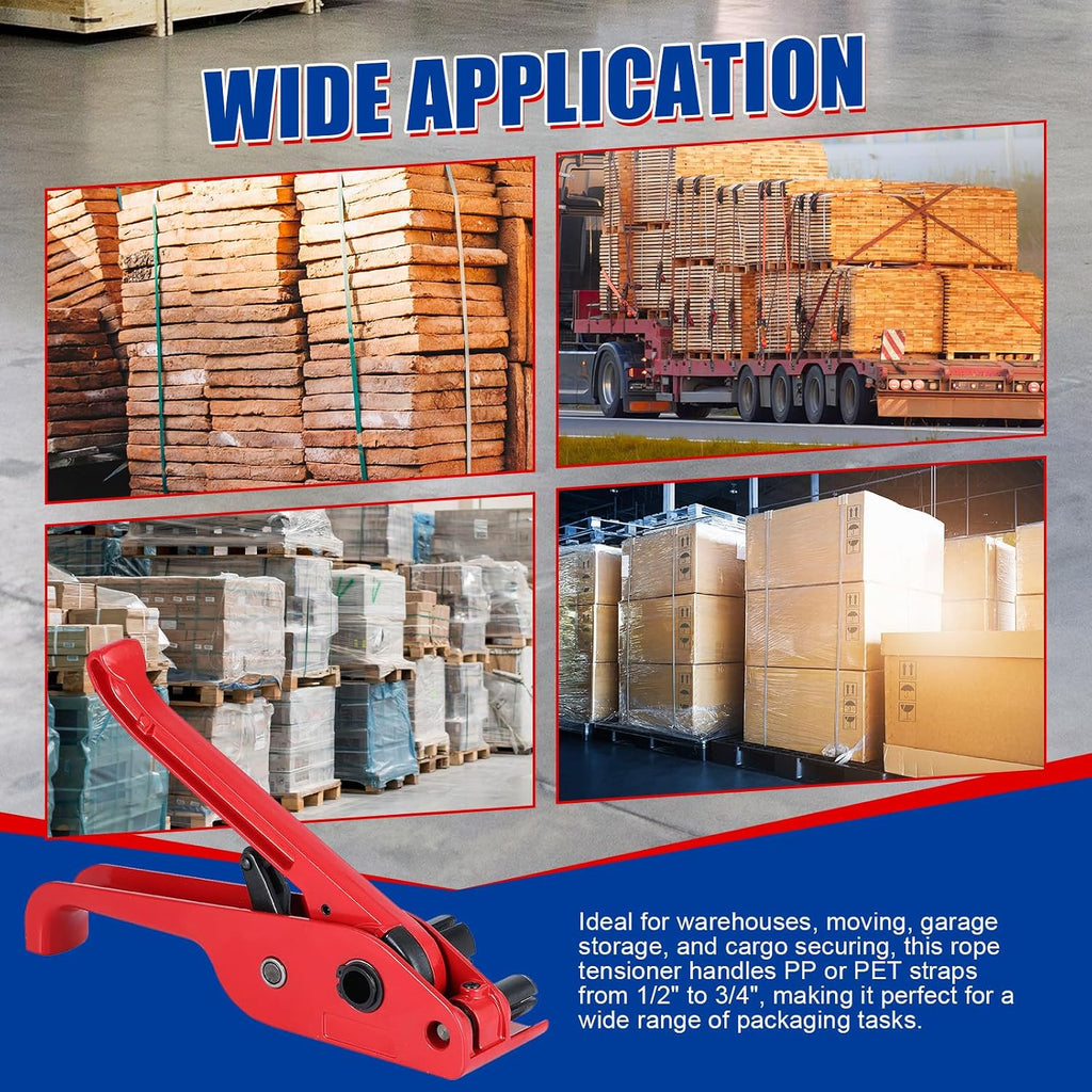 Poly Strapping Tensioner & Strap Cutter Tools, Heavy Duty Banding Strapping Tool, Manual Poly Strapping Tool Strap