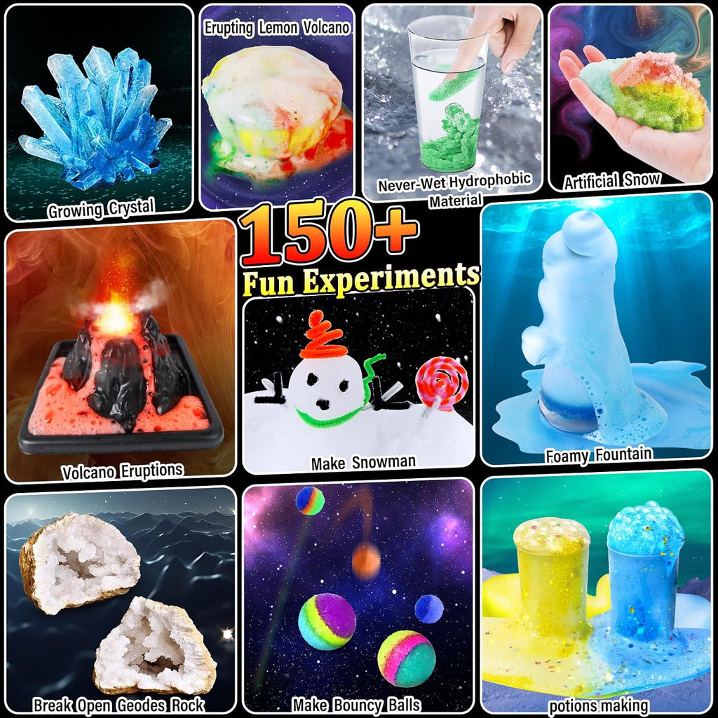 150 Experiments Science Kit for Kids Chemistry Set | S.T.E.M Toys, Break Your Own Geodes, Volcano Eruption, Crystal