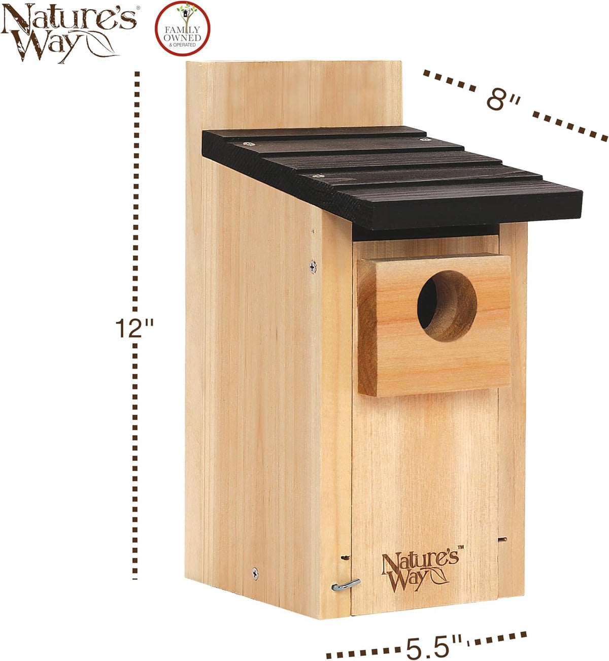 Nature’s Way Cedar Bluebird House for Outdoor Nesting, Predator Guard, Ventilated Design & Easy Access Clean-Out