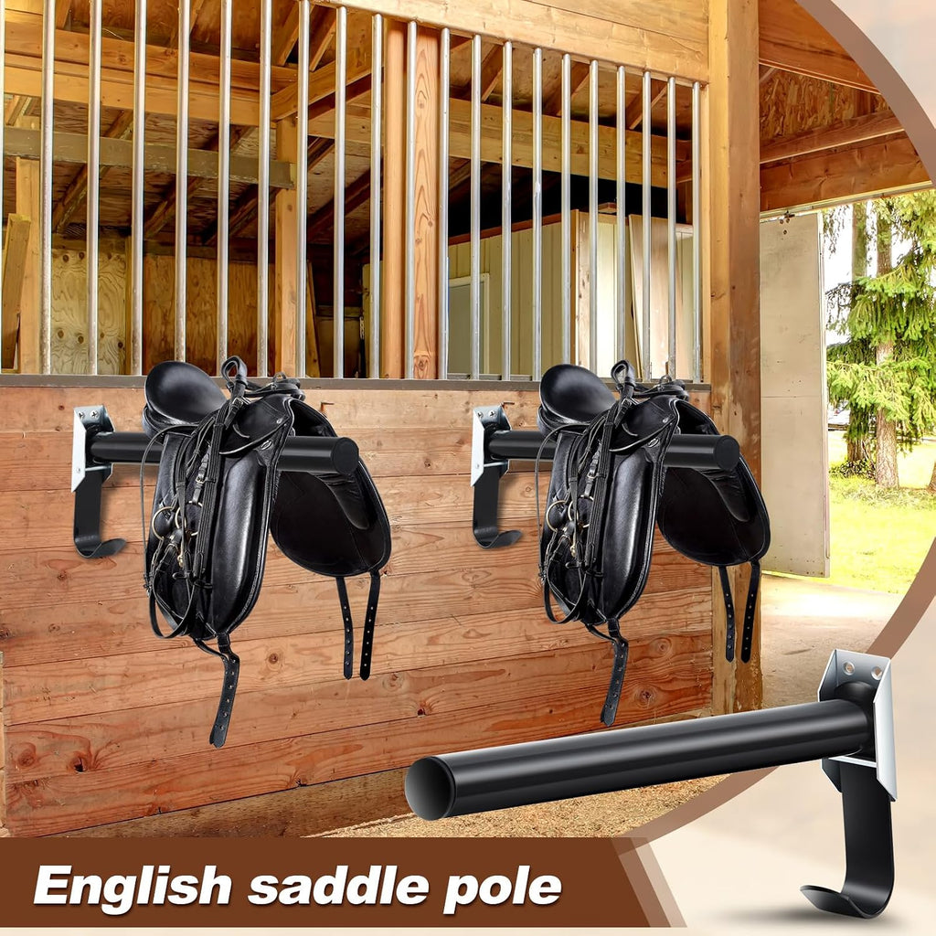 2 Pcs Folding English Saddle Rack Wall Mount with Bridle Holder