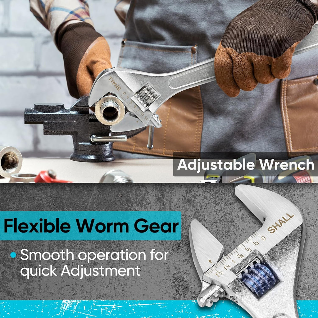 8-Piece Adjustable Wrench & Water Pump Pliers Set, 12/10/8/6 Inch, 4Pcs Adjustable Tongue and Groove Joint Pliers and