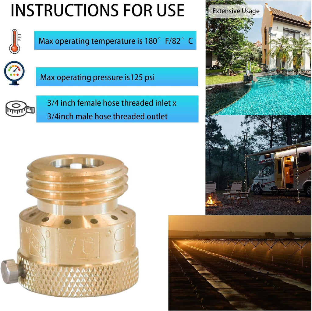 2 Pack Faucet Vacuum Breaker, 3/4 Inch Solid Brass Hose Bib Backflow Preventer for Garden Spigot RV