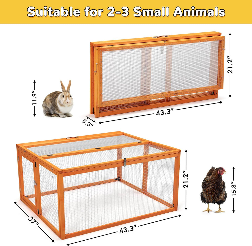 Chicken Coop Run Portable Chicken Cage Pens Rabbit Hutch, Orange