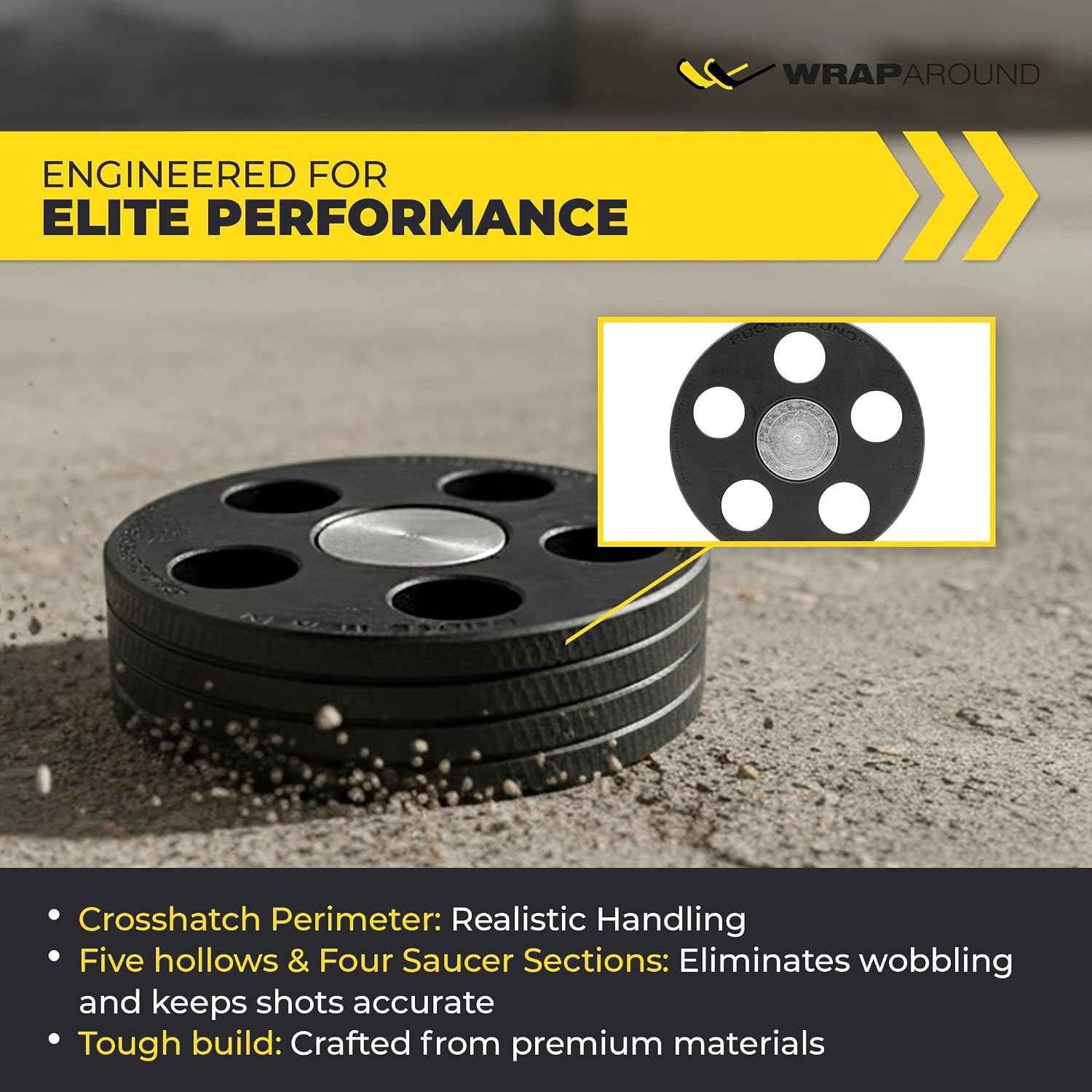 Puckaround Street & Roller Hockey Puck, Real Ice Feel | Durable for Stickhandling & Shooting – Hockey Game & Training