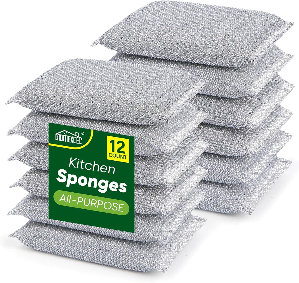 All-Purpose Sponge Pads 12PK, Non-Scratch Dish Sponges for Kitchen