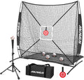 6'x6' Baseball Softball Pitching Net Practice Net,Batting Tee | Baseball Pitching Net with Batting Tee Strike Zone