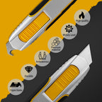 Dual Blade Safety Utility Knife Auto Retractable Box Cutter with Blade Storage, Extra 10 PCS Utility Blades & 10 PCS