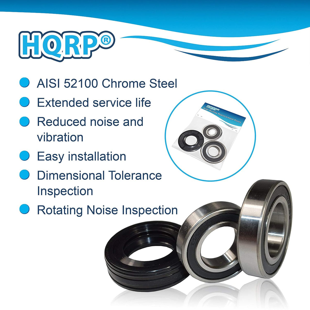 HQRP Bearing and Seal Kit Works with Whirlpool WTW6700TU1 WTW6700TU2 WTW6700TW0 WTW6700TW1 WTW6700TW2 WTW6800WB1 WTW6800WE1 WTW6800WL1 WTW6800WU1 WTW6800WW1 WTW7300XW1 WTW7300XW2 Washer Tub