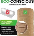 12" x 25' EcoMax Kraft Paper Cellulose Wadding (1 Roll) - Cushioning Wrapping and Box Void Filling - Soft and Gentle