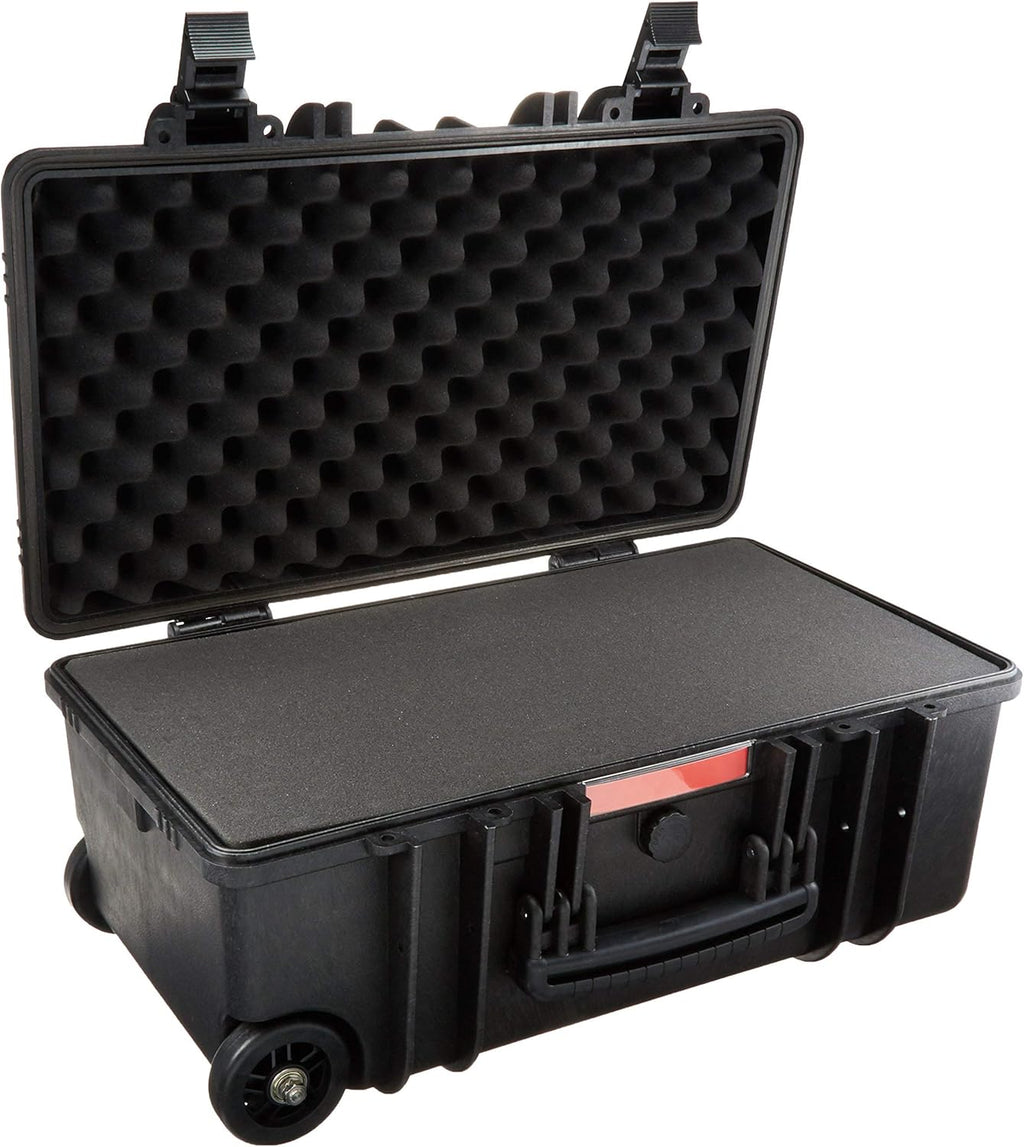 Hard Protective Camera Case with Wheels, Large, Black, 22"L x 14"W x 9.8"H