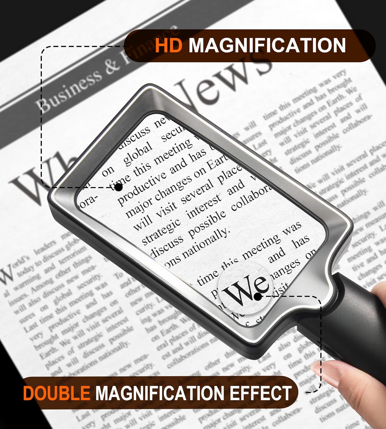 Magnifying Glass with Light, 20 LED Large Handheld Lighted Magnifier Rectangle Illuminated Magnifying Glass for