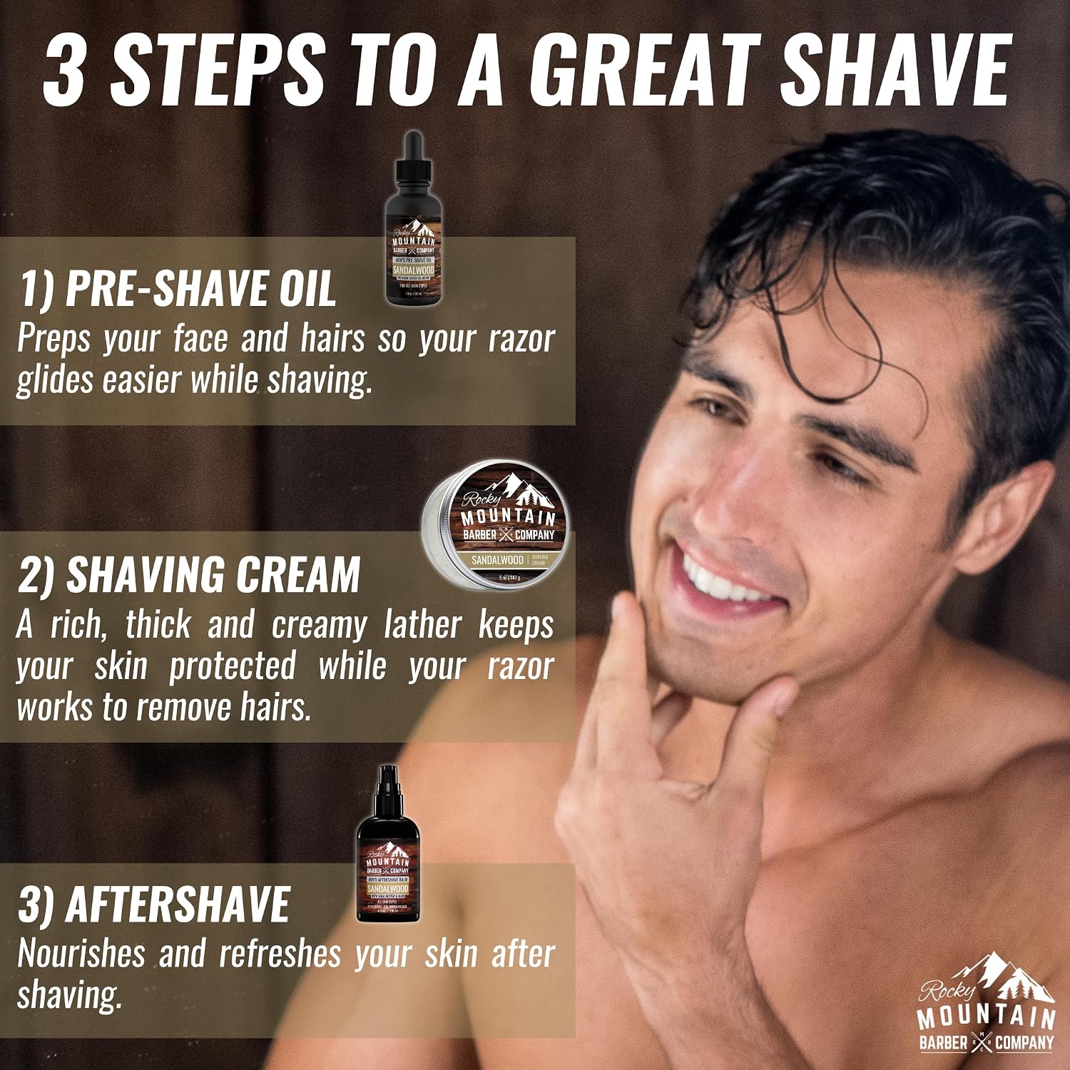 Sandalwood Shaving Cream for Men, 5oz | Sandalwood Scent, Extra Thick Lather