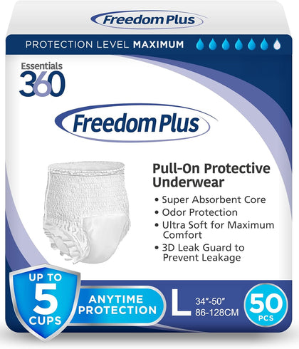 Freedom Plus Adult Diapers, Maximum Absorbency, Large