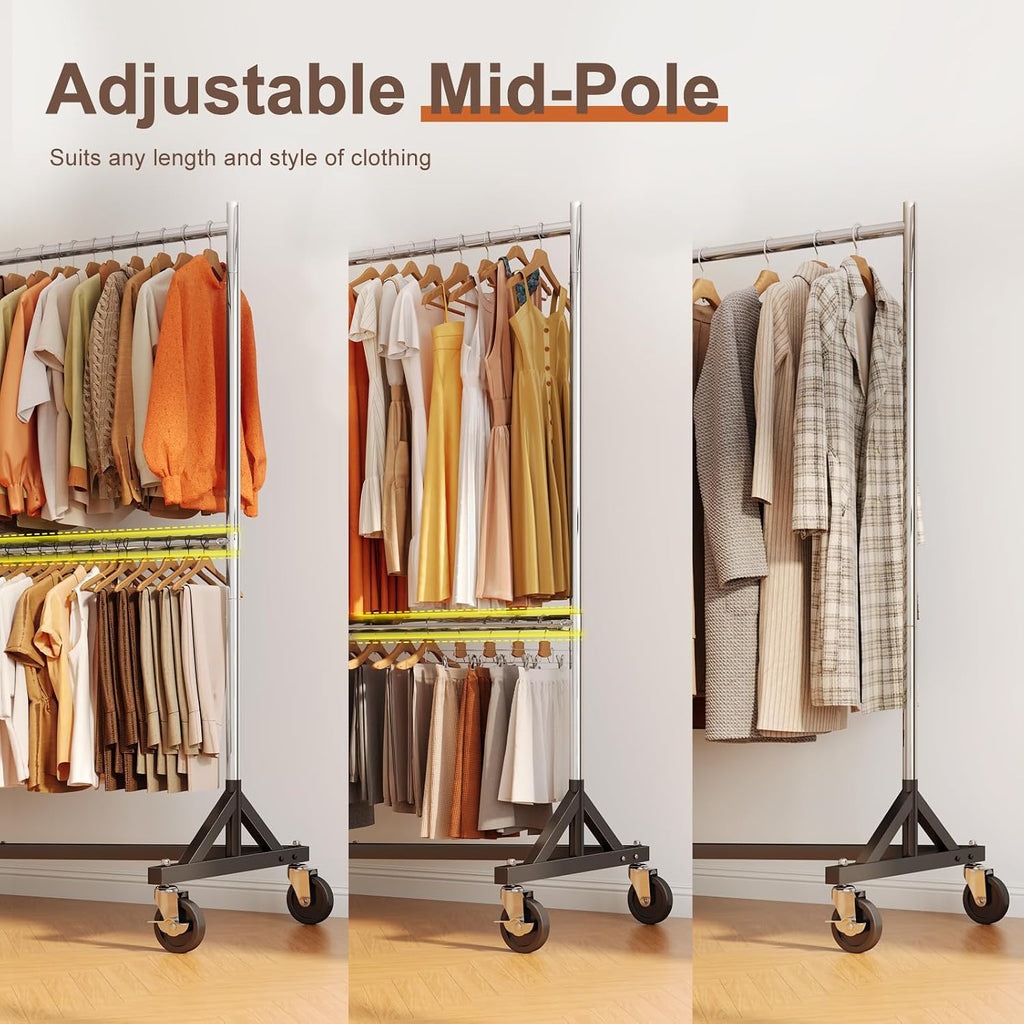Z Rack, Clothes Rack Hold 550LB 86" H Adjustable Height Double Rod | Heavy Duty Clothing Rack, Large Storage Space