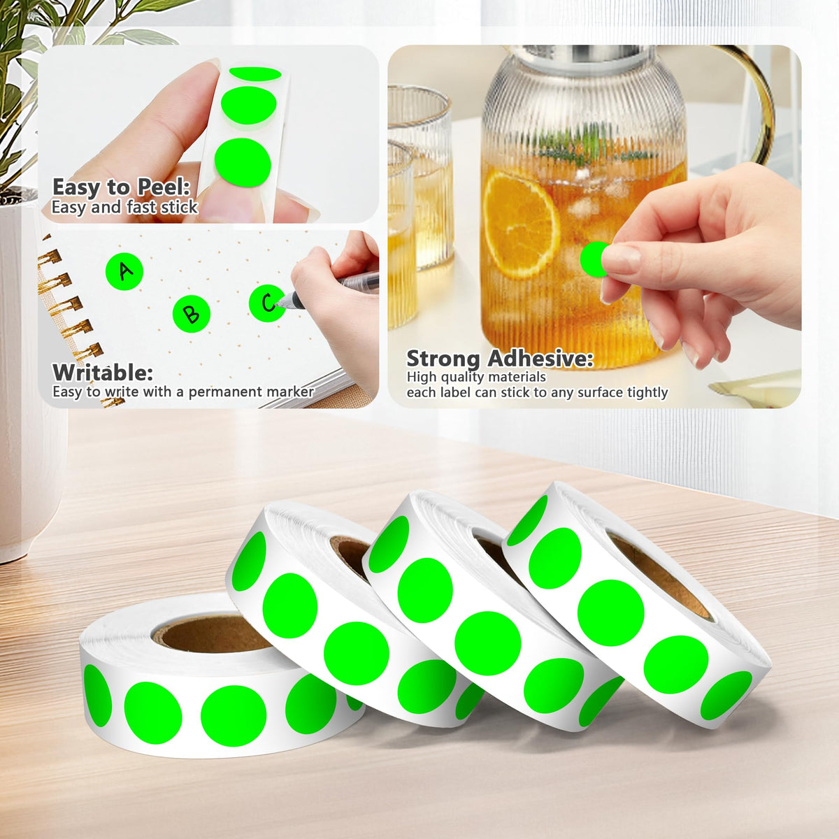 1/2 Inch Round Color Coding Dots, 10000 Round Stickers Dot Stickers
