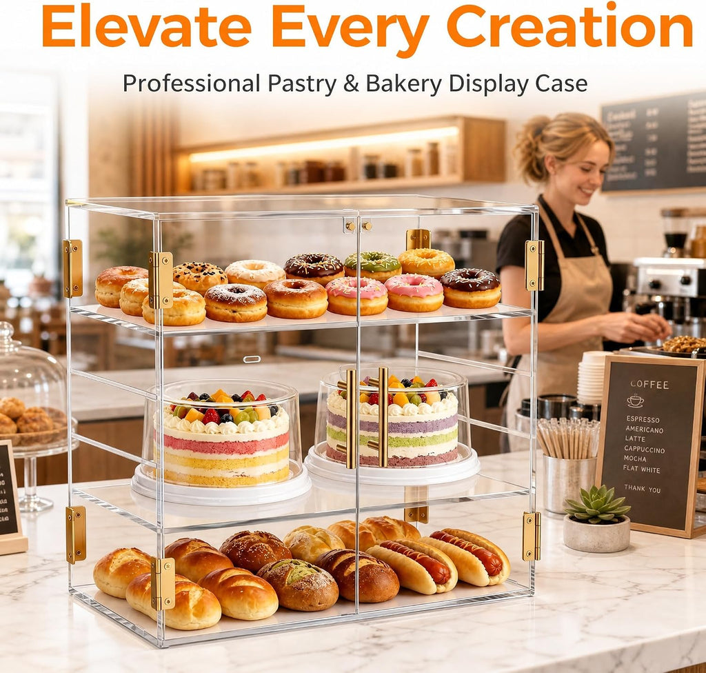 3-Tier Pastry Display Case, Countertop Bakery Display Case