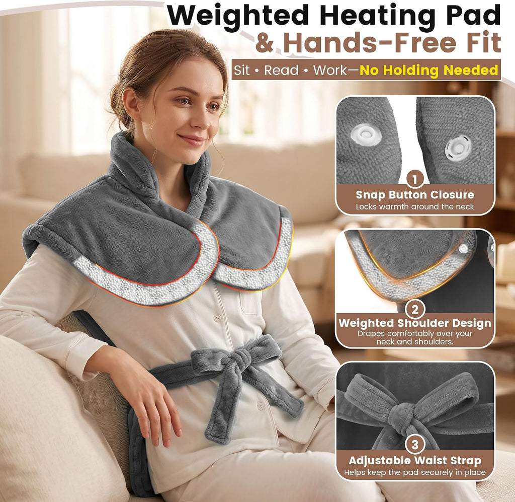 Electric Heating Pad for Back, Neck & Shoulders, 24"×33", Ultra Soft