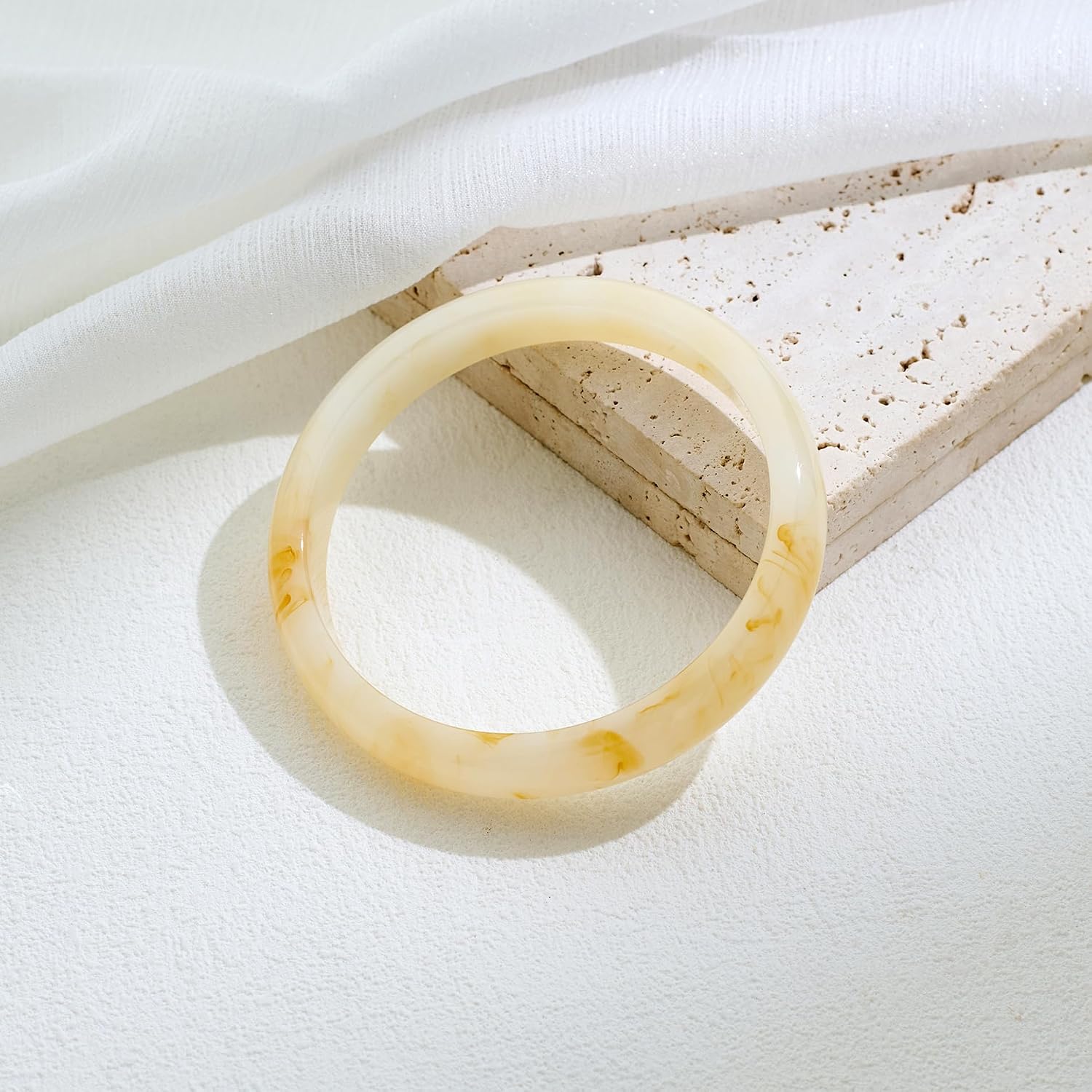 Colorful Resin Acrylic Bangle Bracelets for Women Geometric Chunky Mottled Acetate Resin Bangles Wide Acrylic Plastic